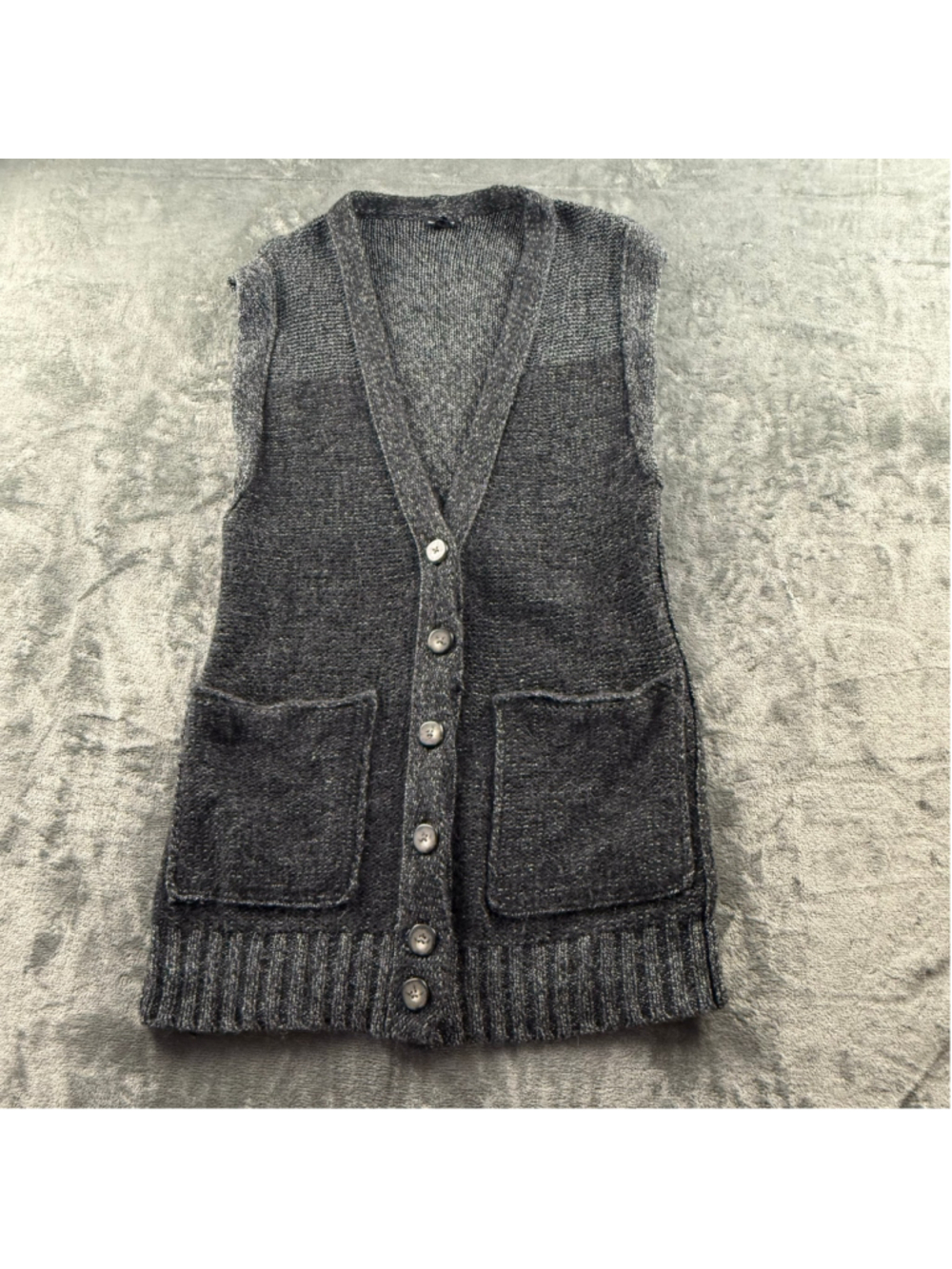Club Monaco Vest Women S Knit Wool Alpaca Longline Academia Preppy Charcoal Grey - Picture 8 of 14
